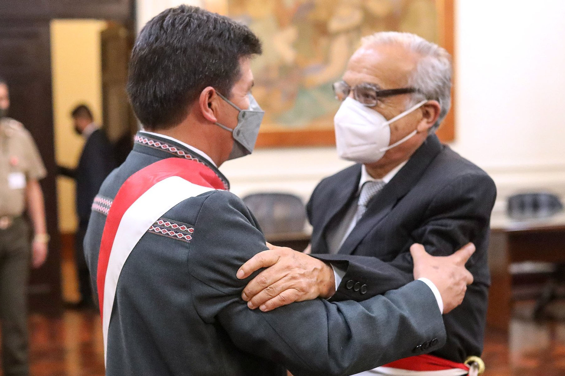 Pedro Castillo y Aníbal Torres en Palacio de Gobierno, cuando las aguas estaban más calmadas. 