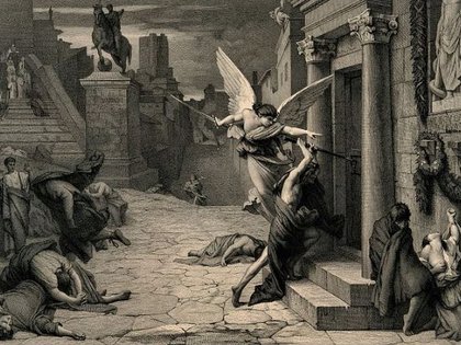 Pintura sobre la peste Antonina en Roma (Wikipedia)