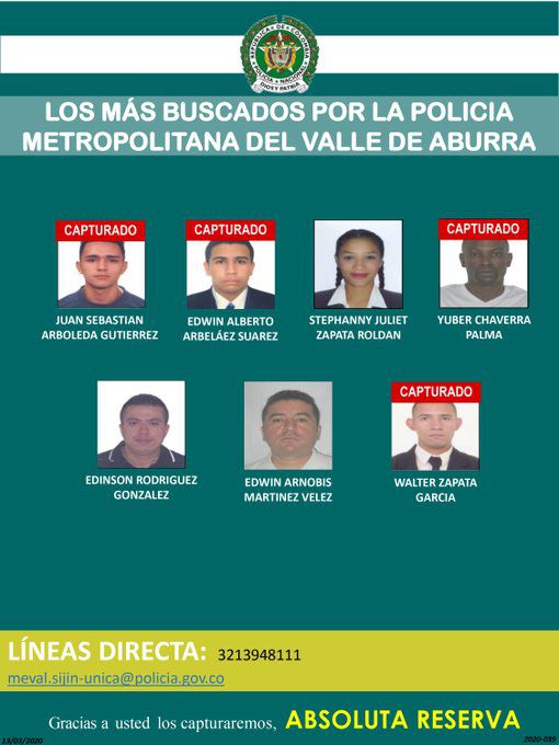 Imagen difundida por la Policía de Medellín