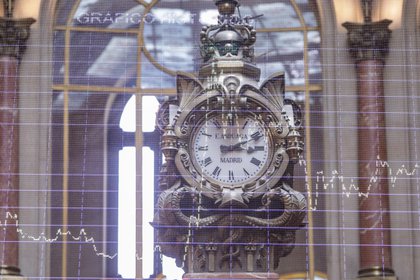 11/09/2020 Un reloj colocado en la Bolsa de Madrid. Ibex.
ECONOMIA 
Ricardo Rubio - Europa Press
