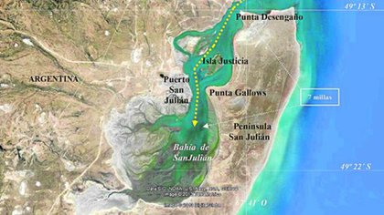 La bahía y el puerto San Julián, donde la expedición de Magallanes permaneció durante cinco meses