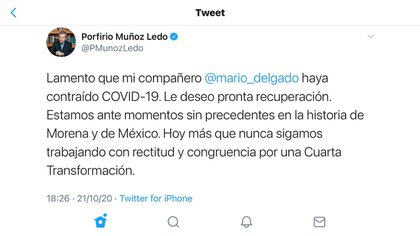 El ex presidente del PRD deseó pronta recuperación a su rival (Foto: Twitter / @PMunozLedo)